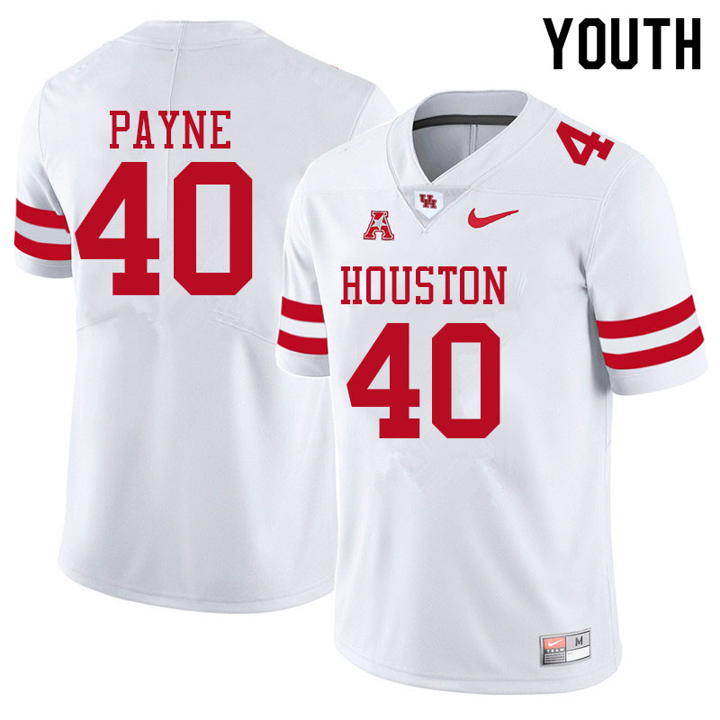Youth #40 Treylin Payne Houston Cougars College Football Jerseys Sale-White - Click Image to Close